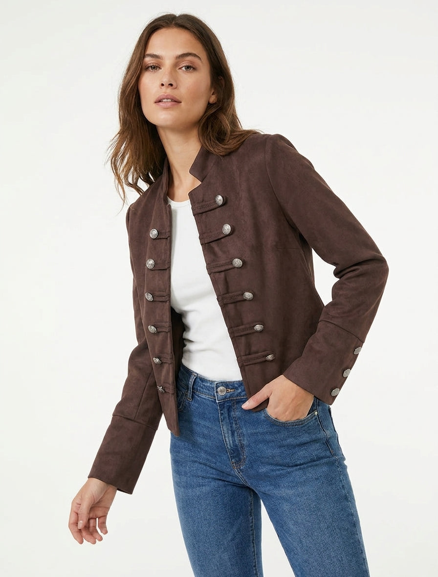Chaqueta de ante estilo oficial - Marrón