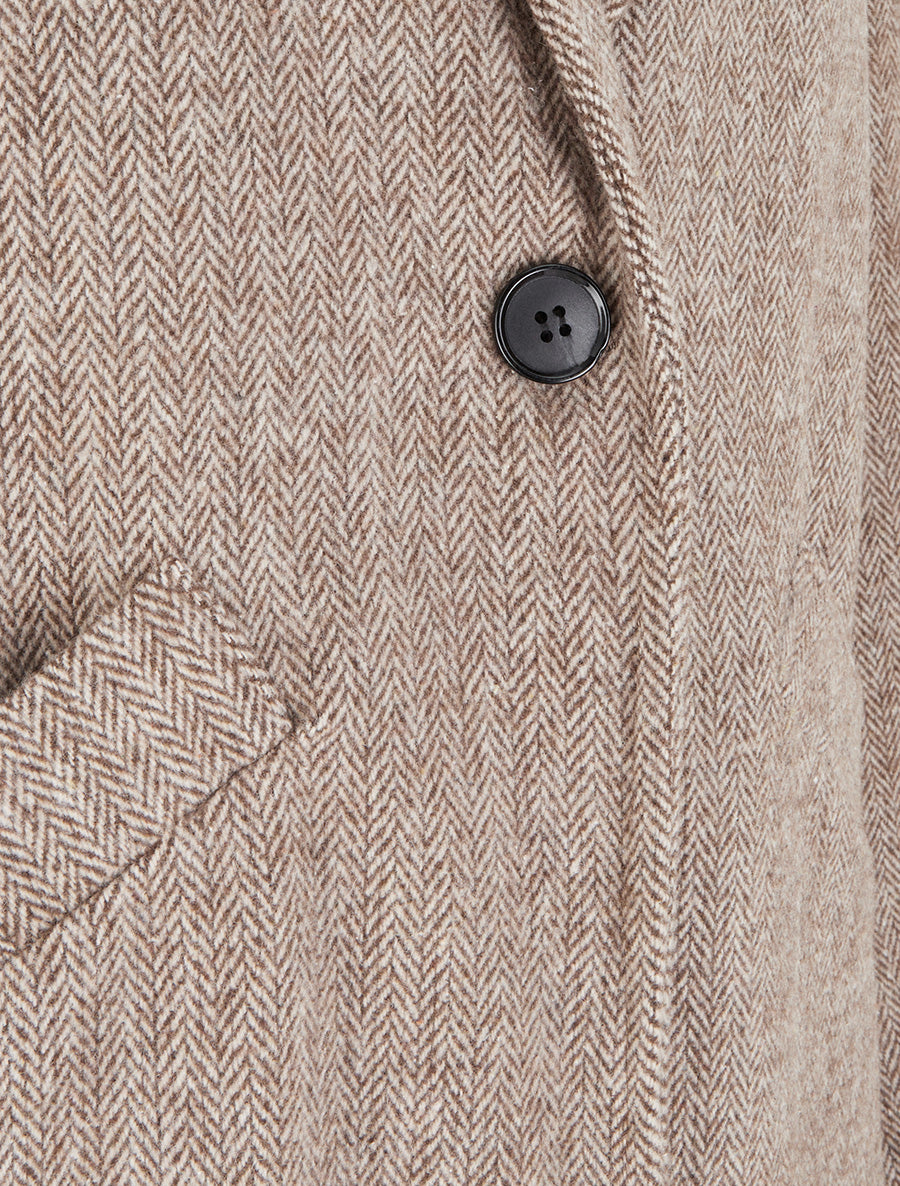 Manteau boutonné imprimé chevron - Camel - 3