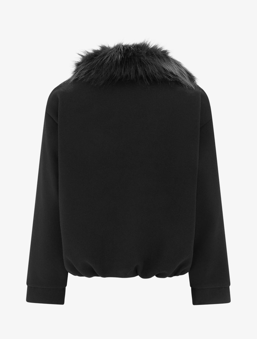 Veste style bomber col fourrure ton sur ton - Noir - 2