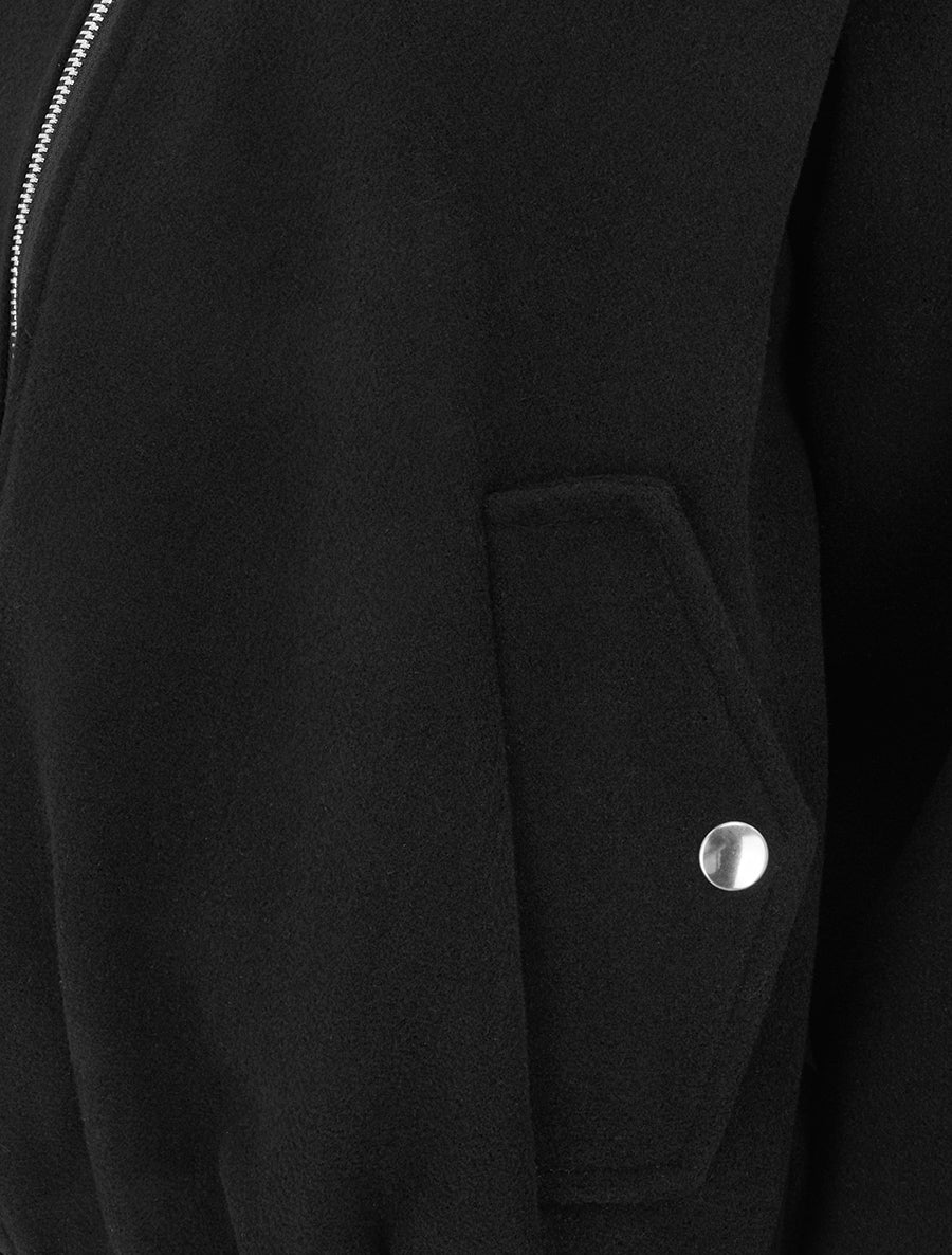 Veste style bomber col fourrure ton sur ton - Noir - 3