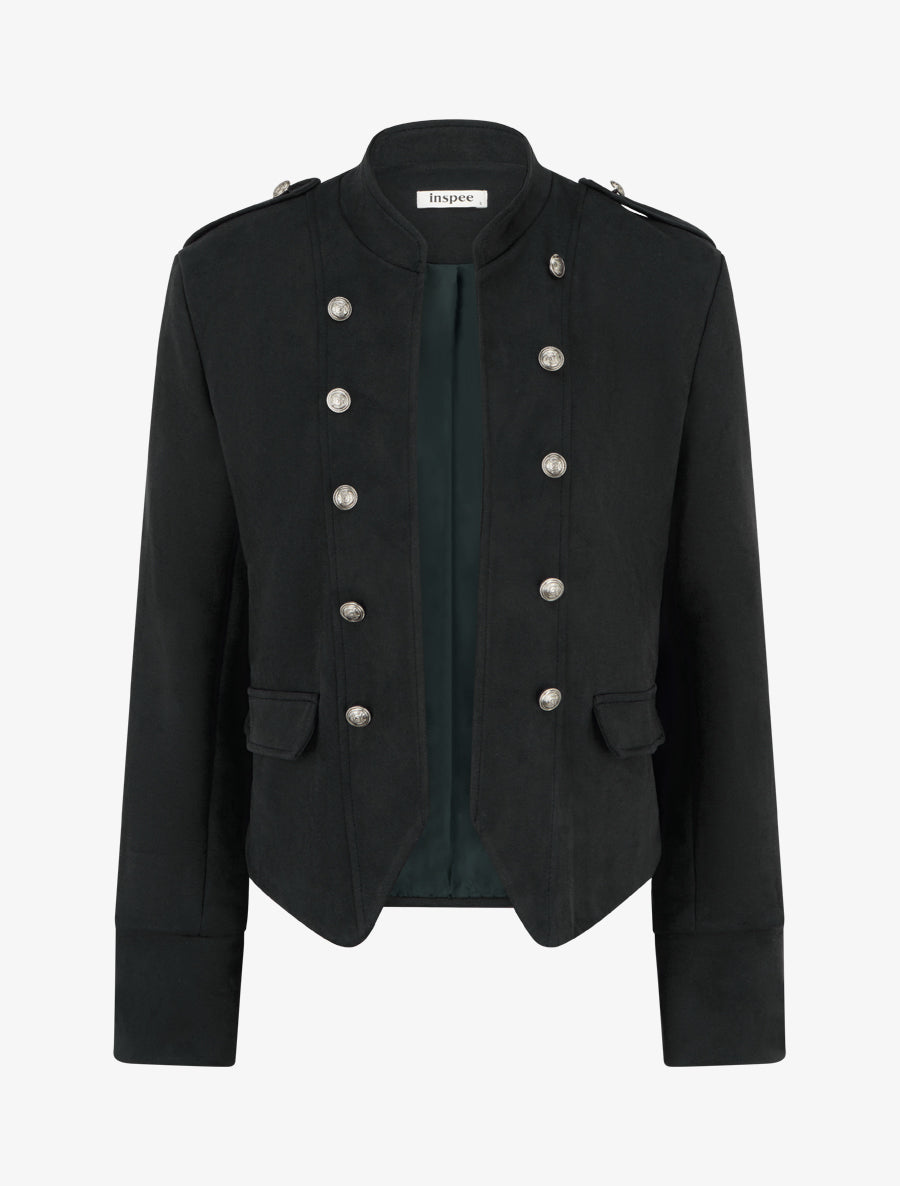 Veste en suédine à boutons décoratifs - Noir - 1