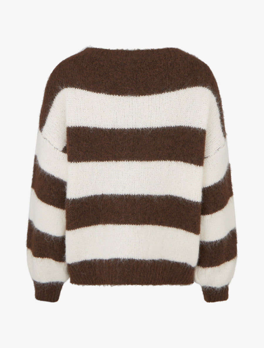 Pull en maille à rayures - Marron - 2