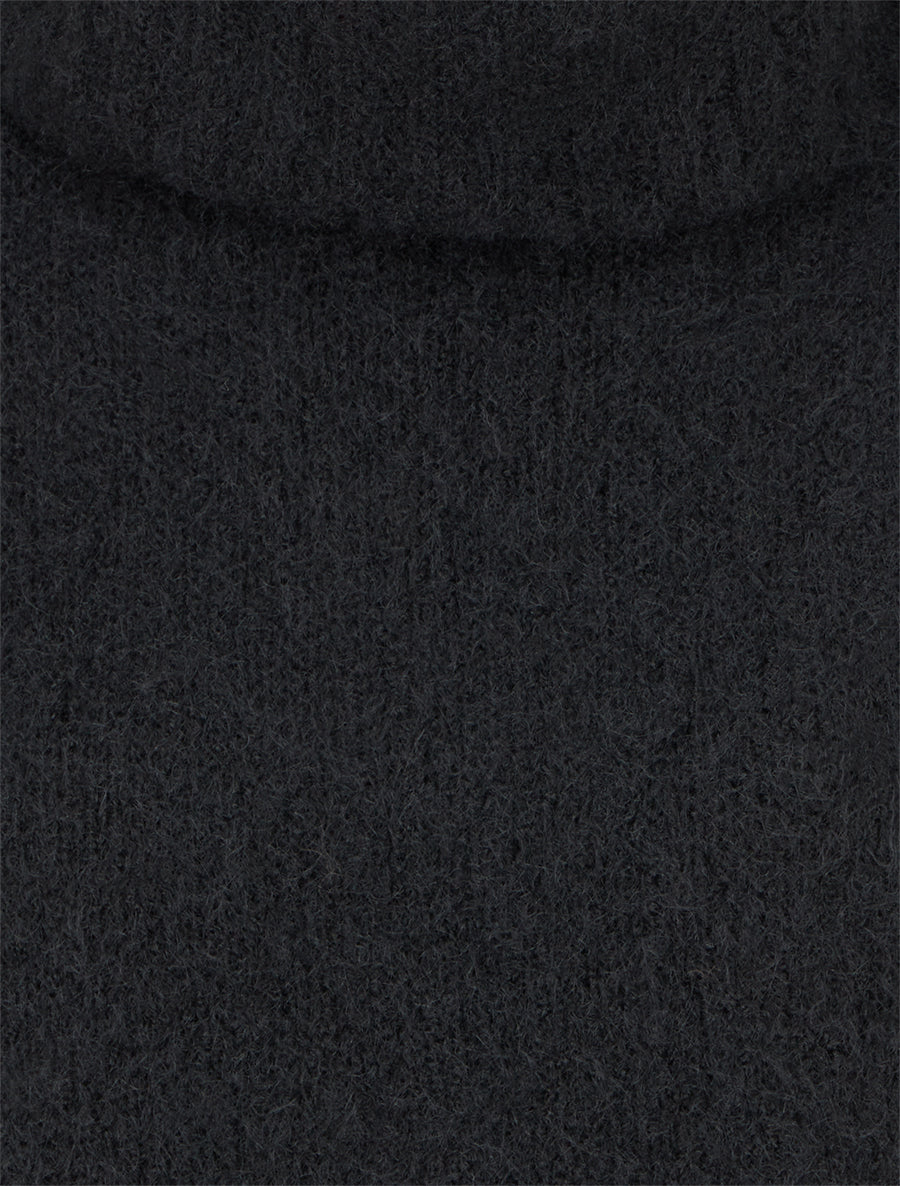 Pull uni en maille à col roulé - Noir - 3