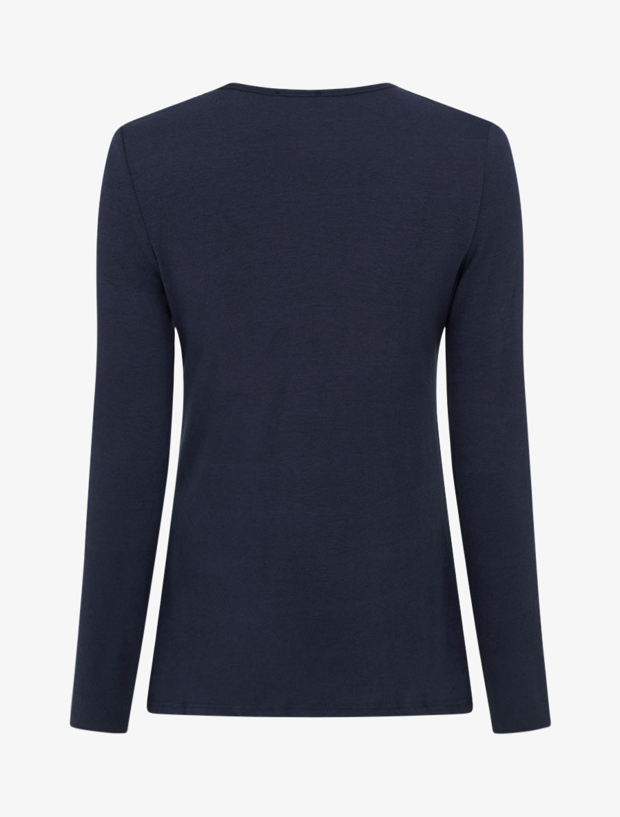 Pull fin à col noué - Marine - 2