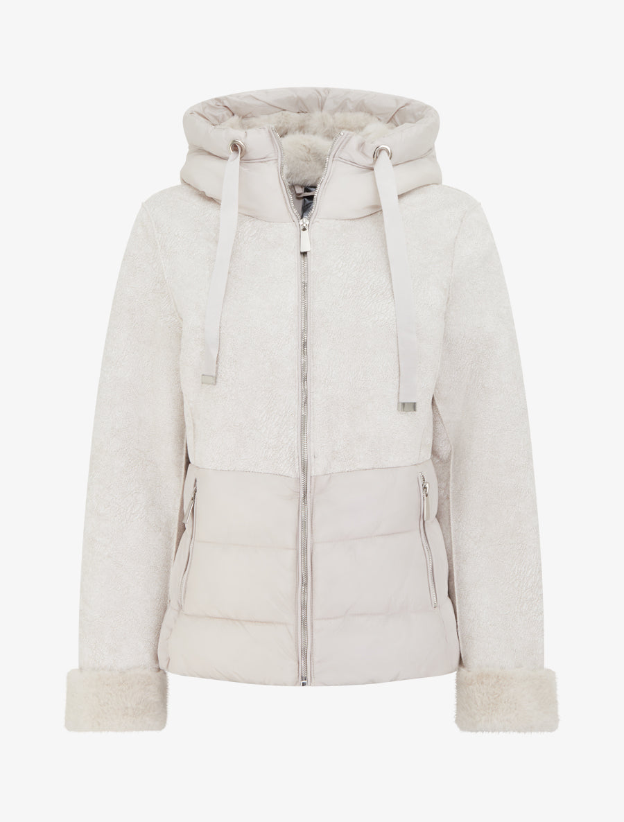 Manteau uni à intérieur fourrure synthétique - Blanc - 1