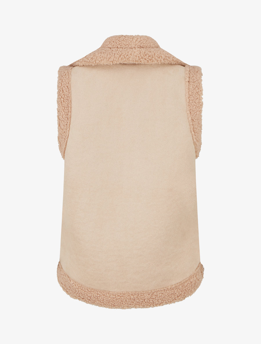 Blouson sans manches effet peau de mouton - Beige - 2
