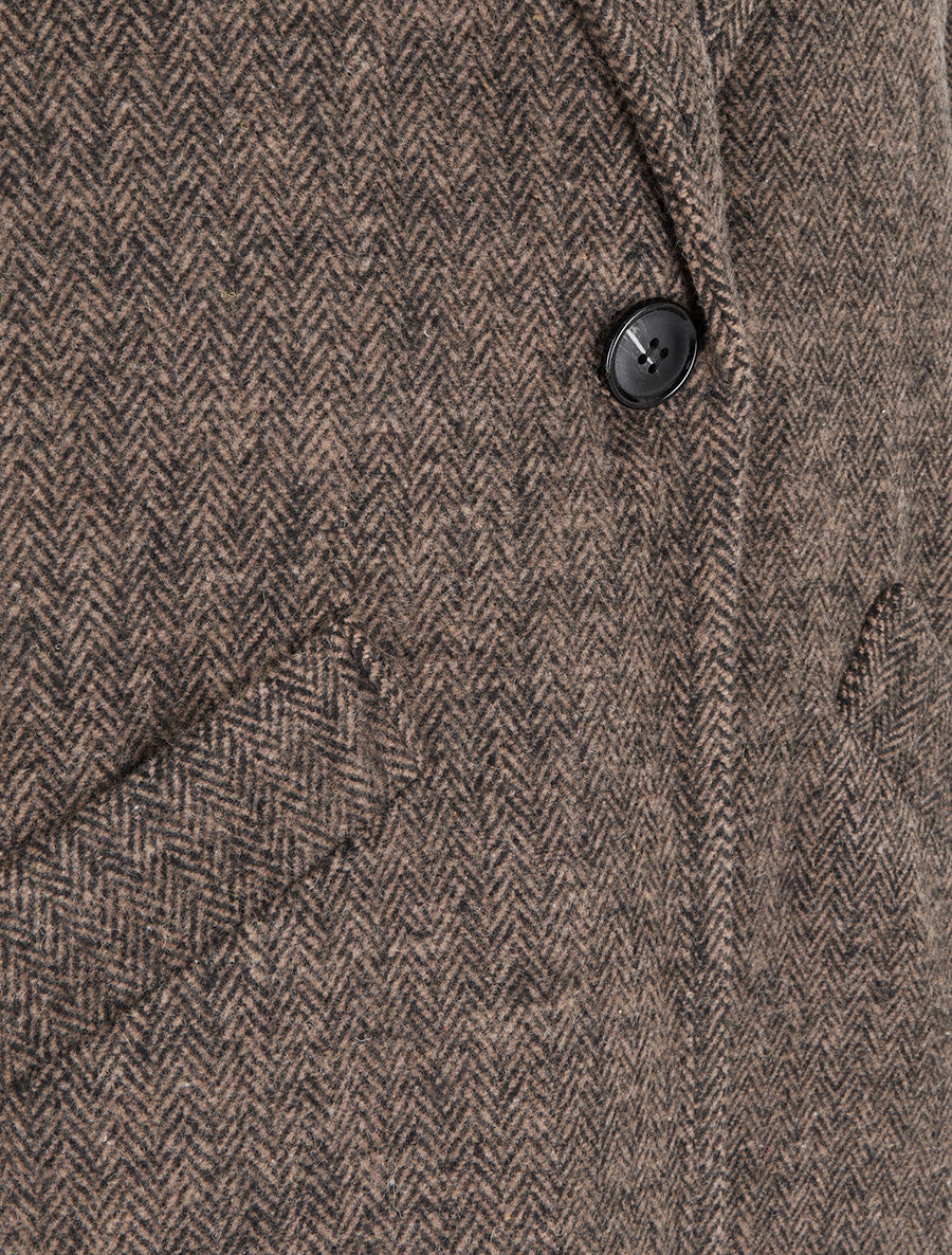 Manteau boutonné imprimé chevron - Marron - 3
