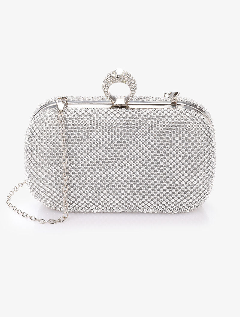 Minaudière à strass et fermoir bague - Argent - 1