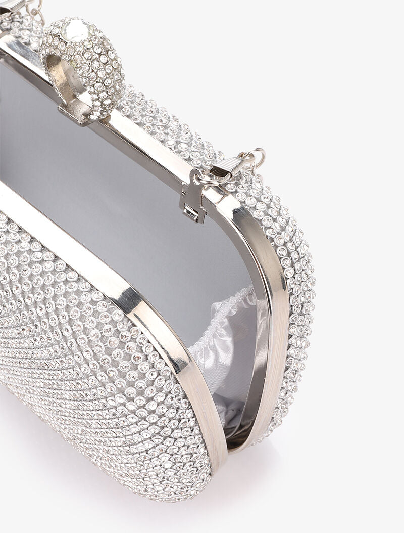 Minaudière à strass et fermoir bague - Argent - 4