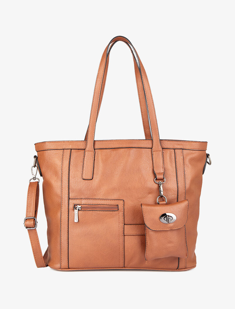 Sac cabas à pochette Melinda - Camel - 1