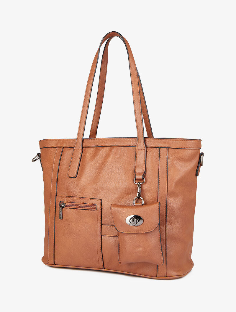 Sac cabas à pochette Melinda - Camel - 2