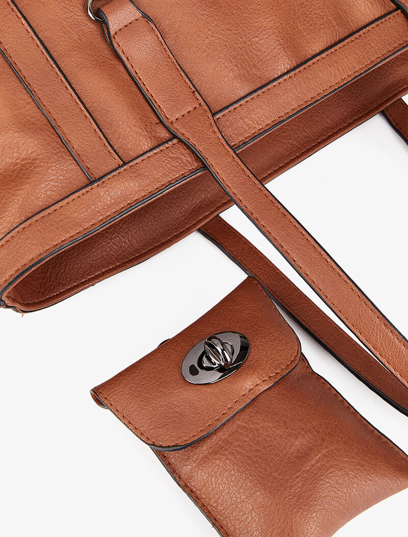 Sac cabas à pochette Melinda - Camel - 4