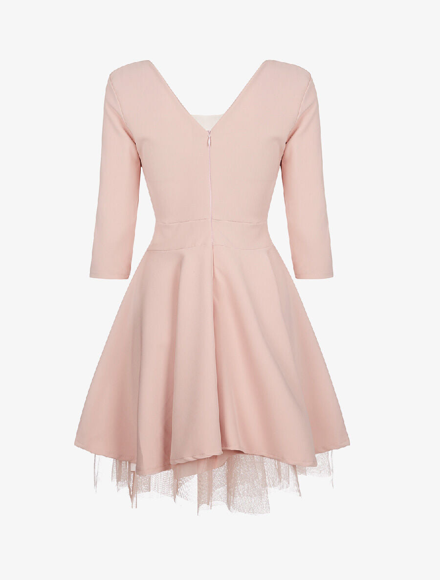 Robe épaules en tulle - rose - 2