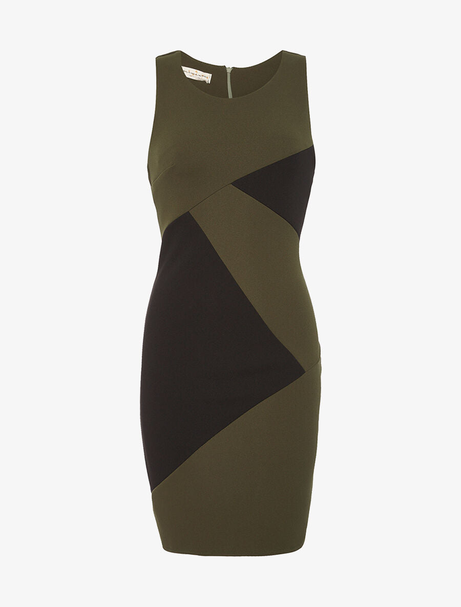 Robe bicolore droite - kaki/noir - 1