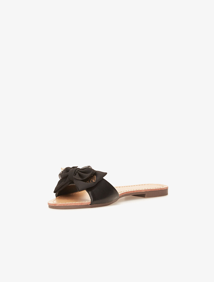 Nu-pieds feuilles dorées - noir - 3