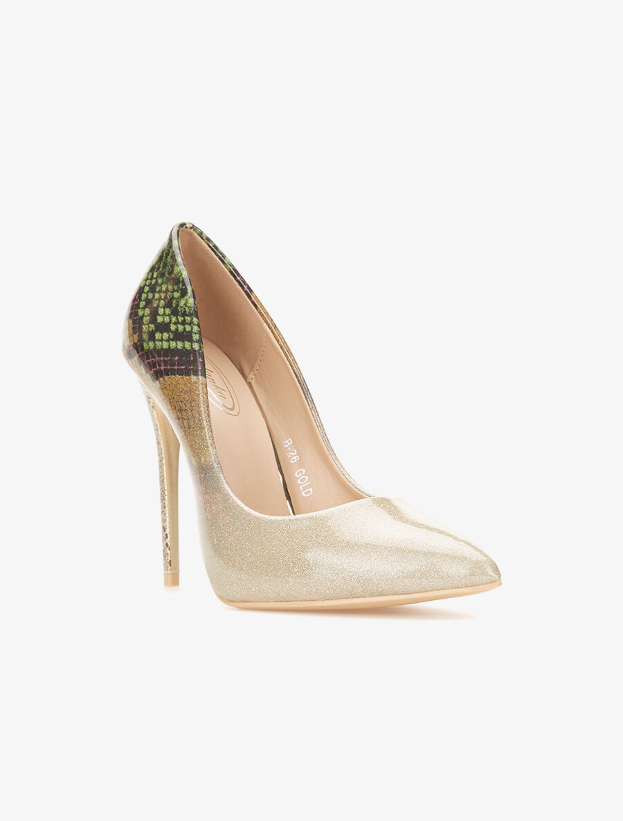 Escarpins imprimées python pailleté - or - 2