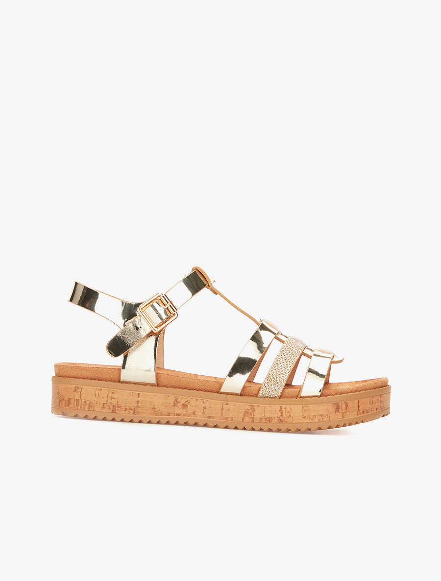 Nu-pieds effet métallique - or - 5