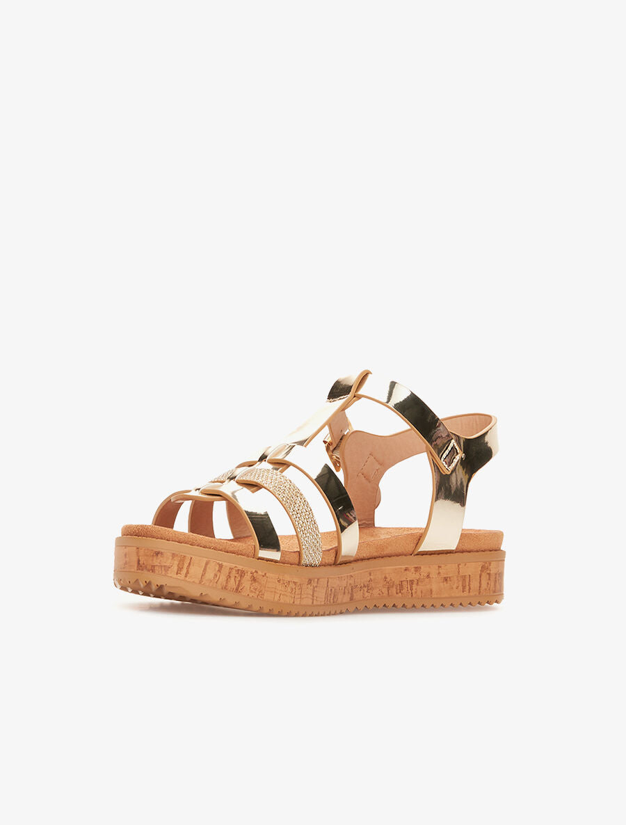 Nu-pieds effet métallique - or - 3