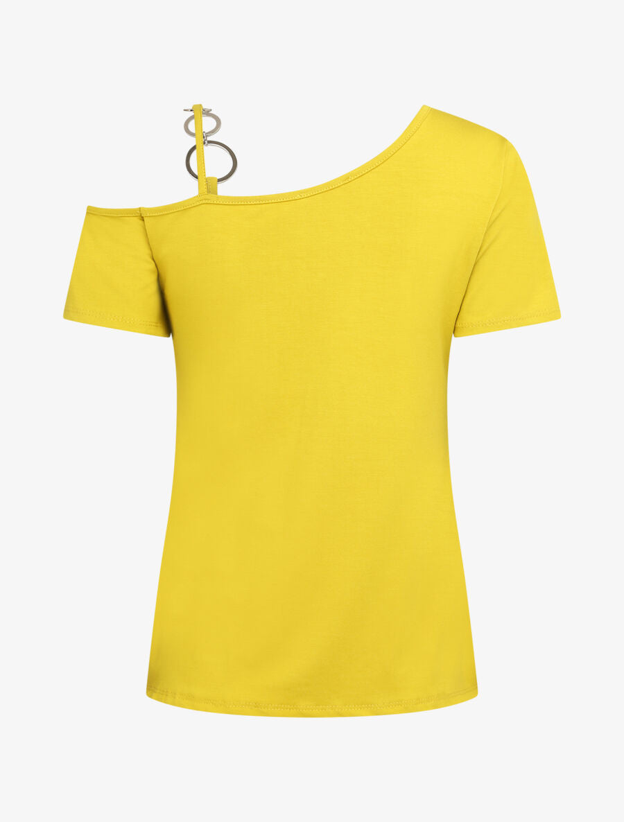 T-shirt à col rond à anneaux - Jaune - 2