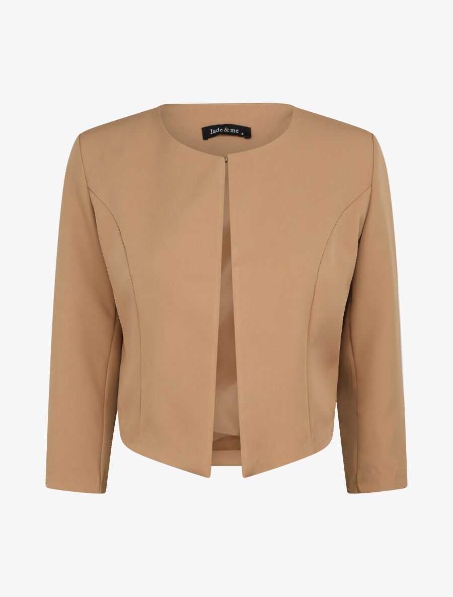 Veste droite uni manches 3/4 - Beige - 1