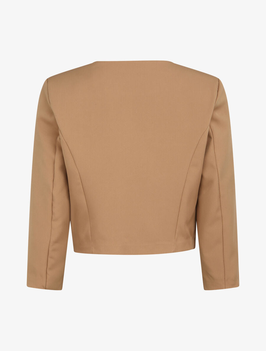Veste droite uni manches 3/4 - Beige - 2