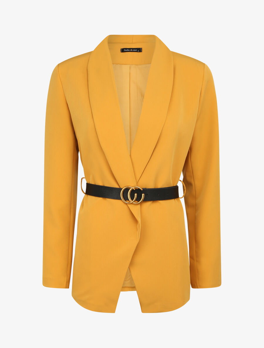 Blazer droit uni - Moutarde - 4