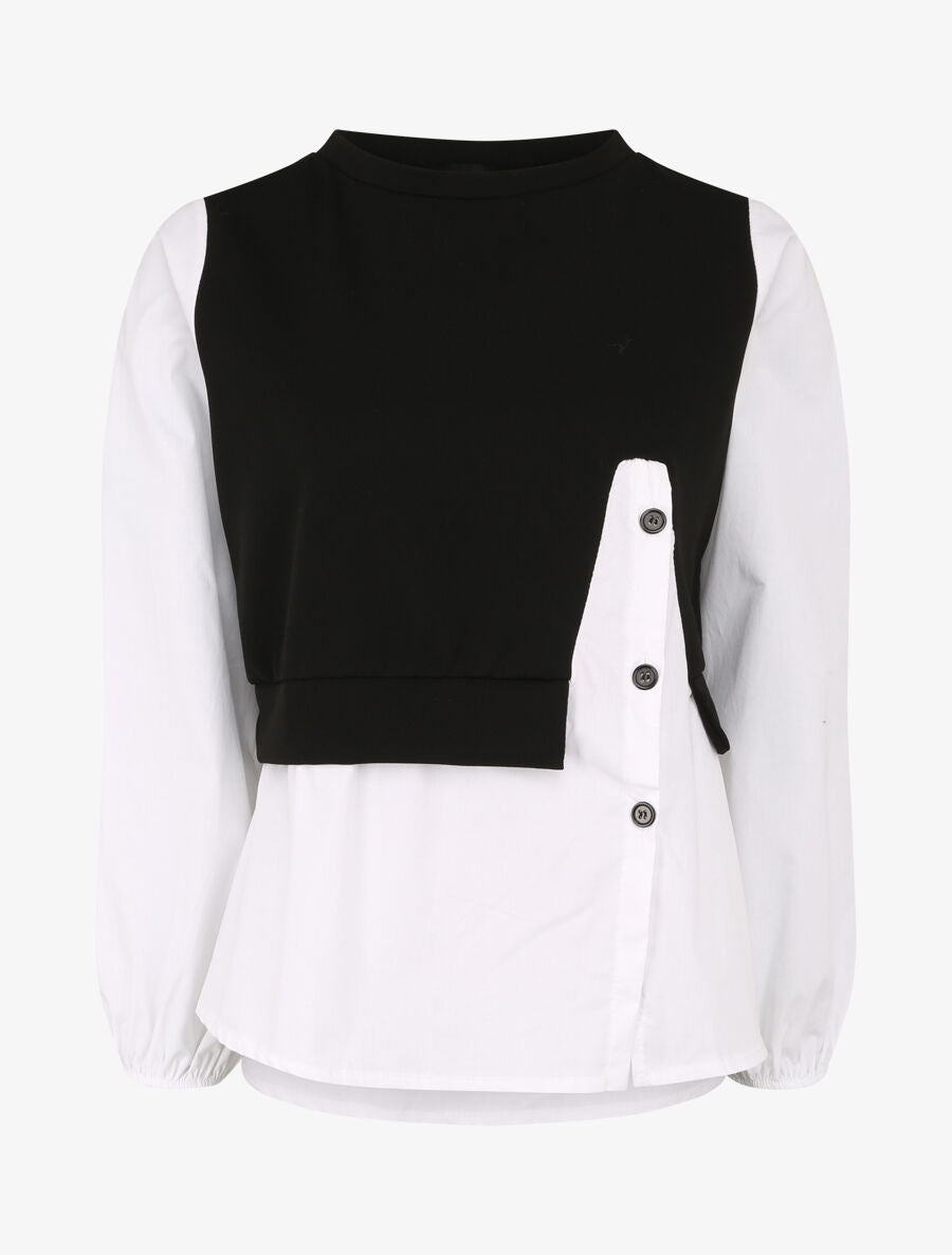 Sweat style chemise en trompe l&