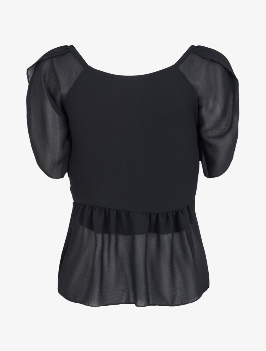 Top droit uni drapé - Noir - 2