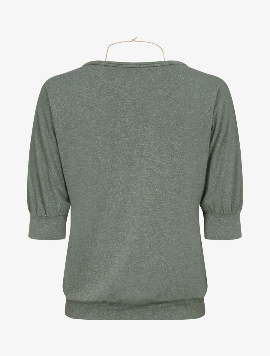 Top loose irisé manches 3/4 - Vert olive - 2