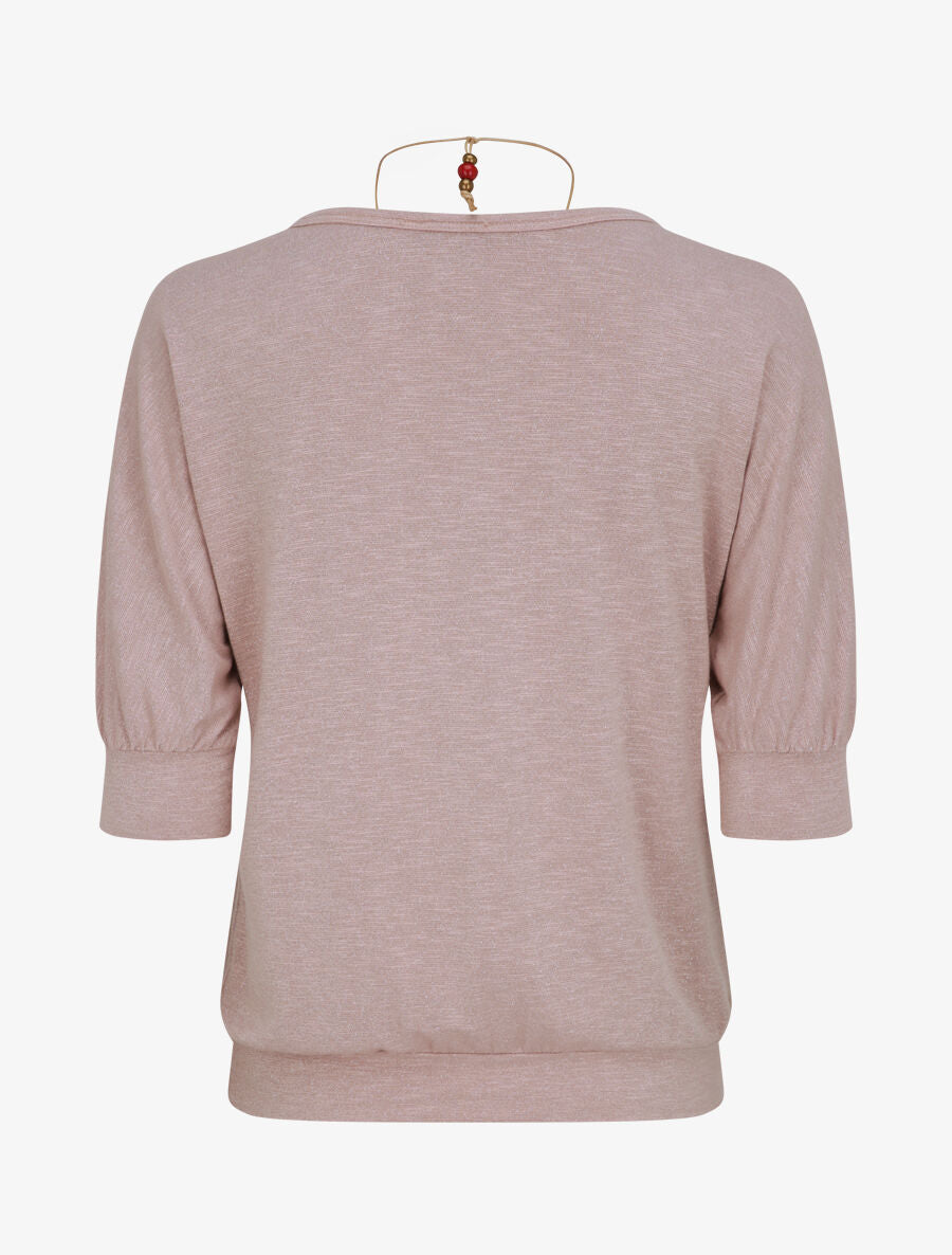 Top loose irisé manches 3/4 - Rose poudré - 2