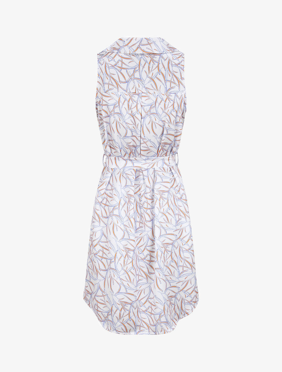 Robe chemise droite sans manches imprimé graphique - Blanc - 2