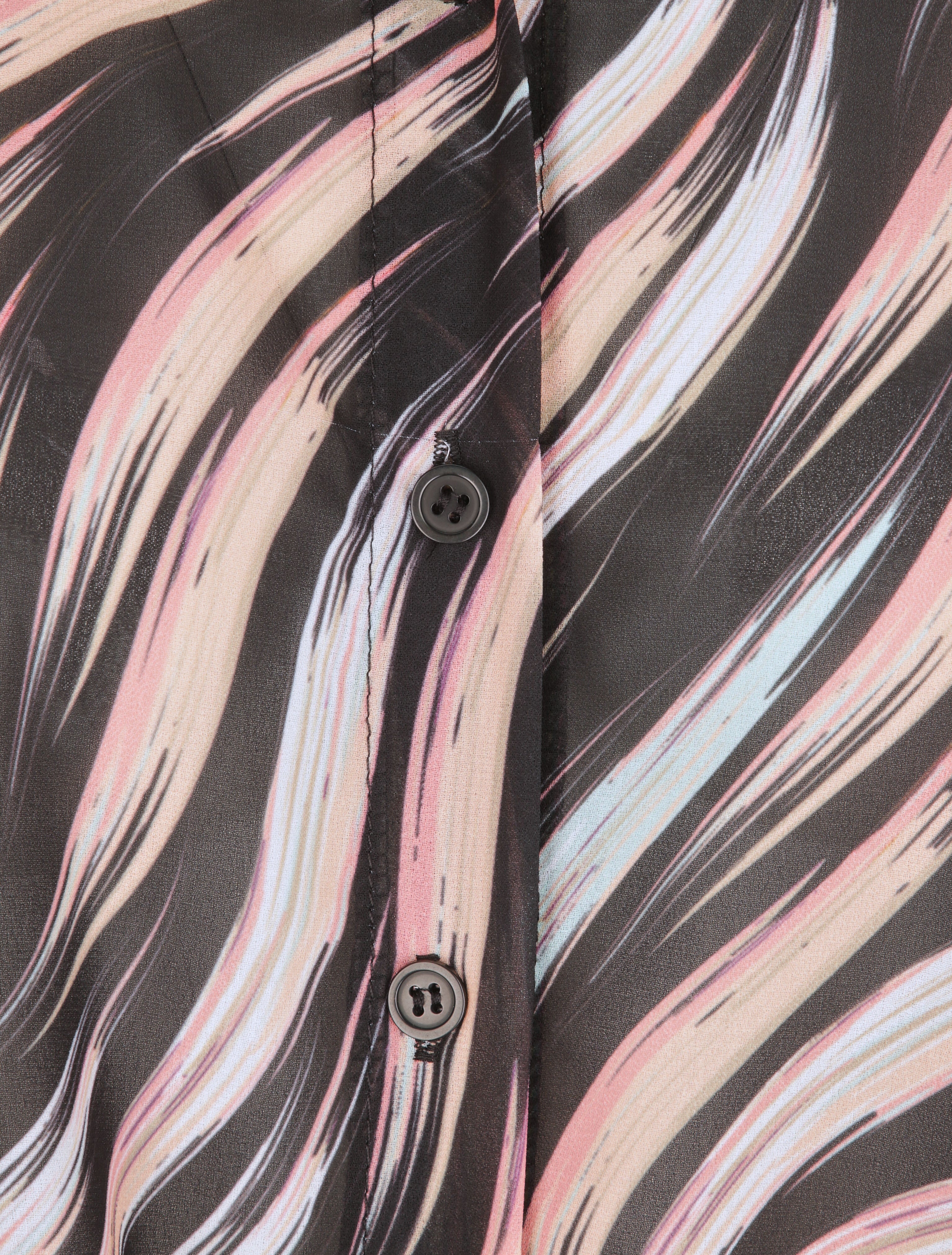 Chemise droite à nouer imprimé lignes stylisées - Noir - 3