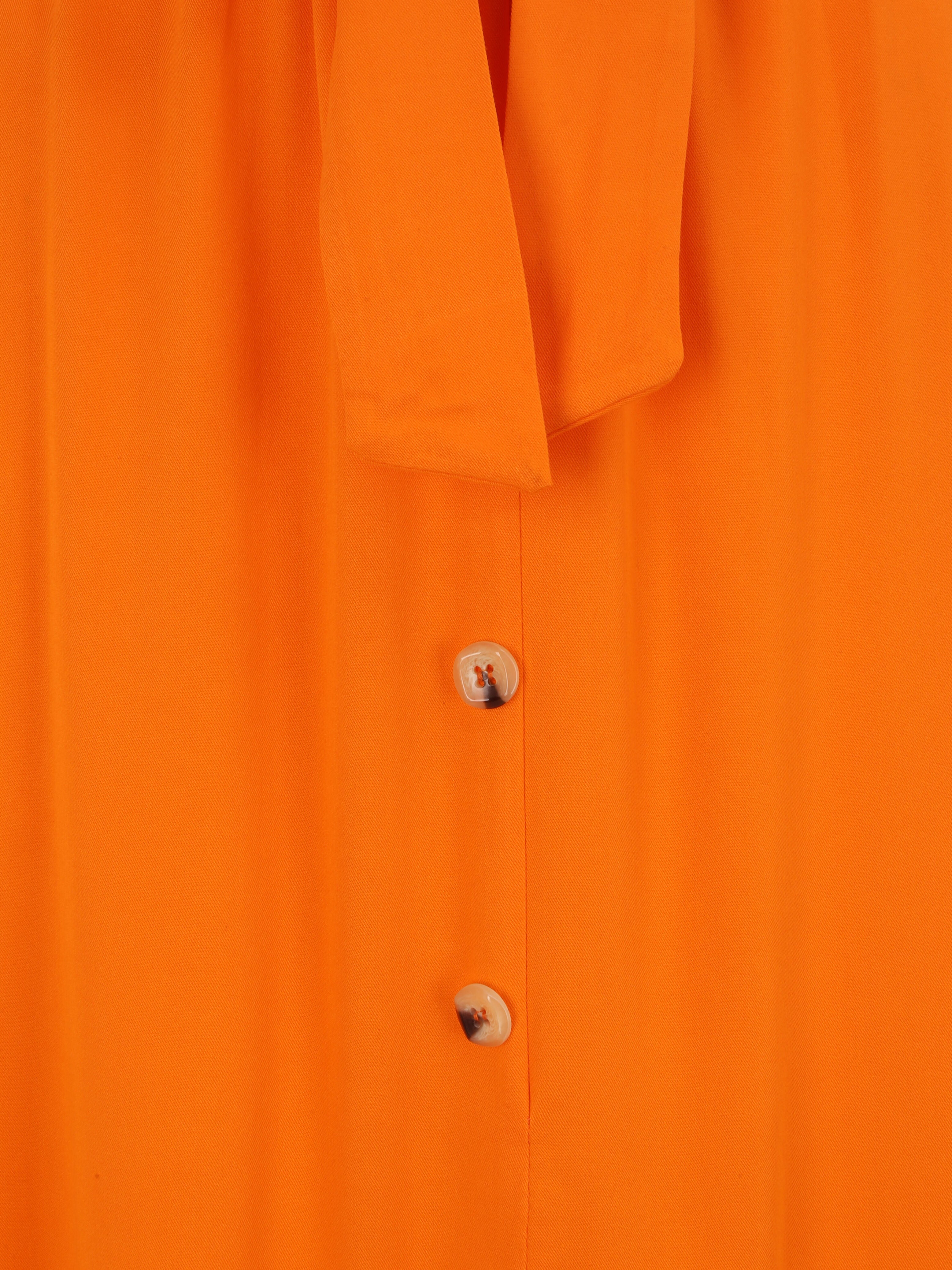 Jupe mi-longue évasée unie à taille froncée - Orange - 3