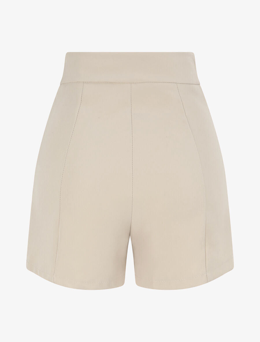 Short uni à boutons stylisés - Beige - 2