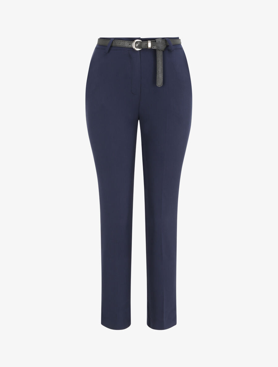 Pantalon fluide uni - Marine - 1