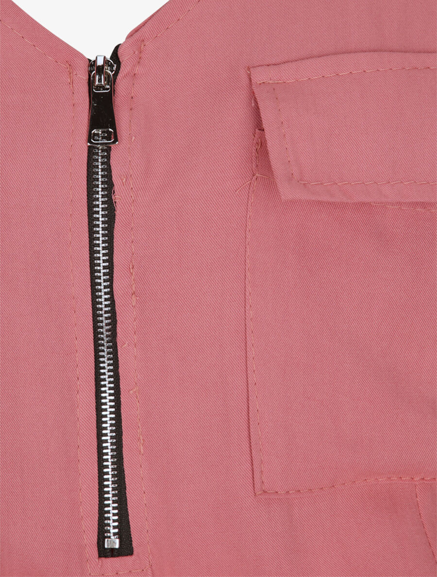 Combishort fluide unie à col zippé - Rose - 3