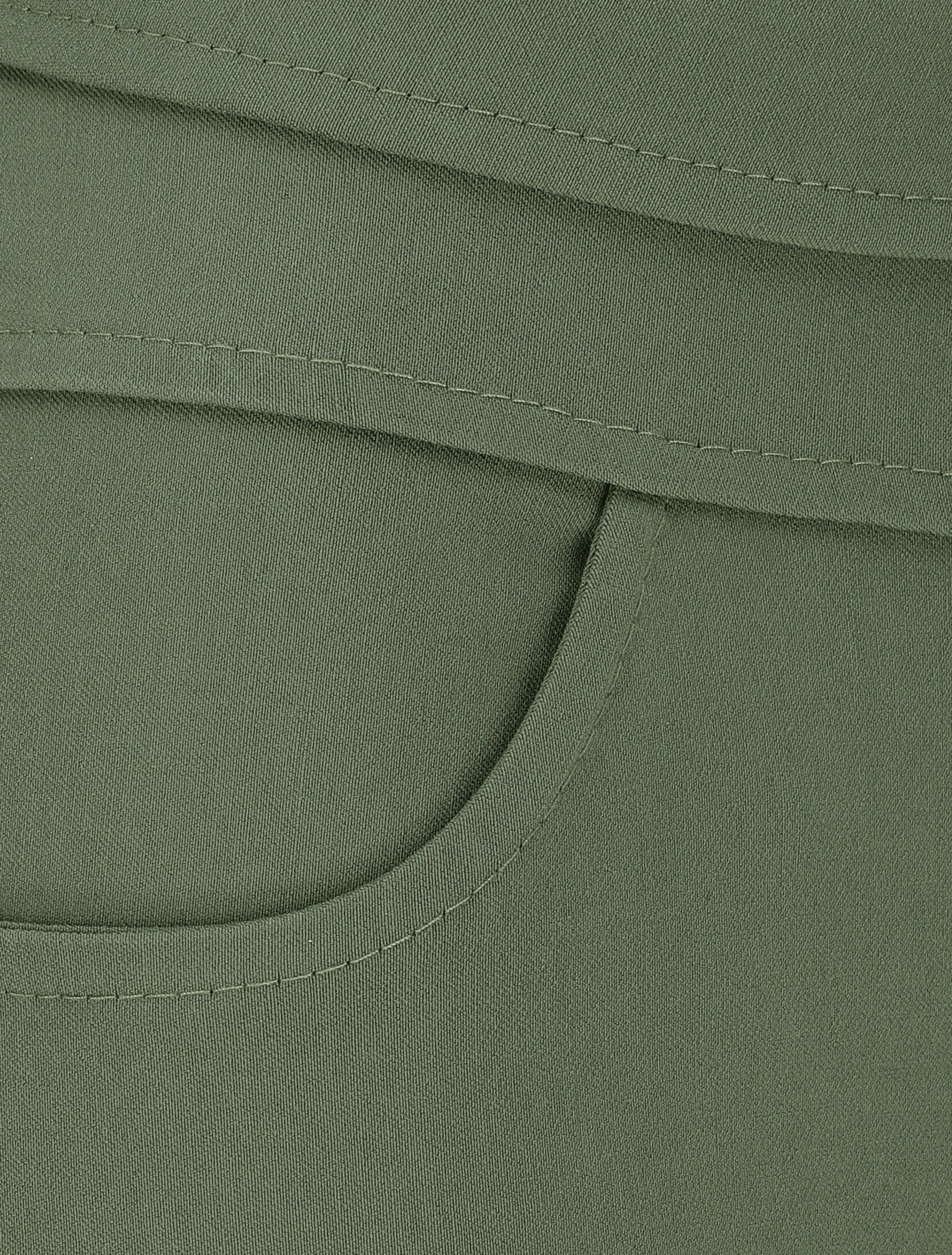 Pantalon slim taille haute à boutons dorés - Kaki - 3