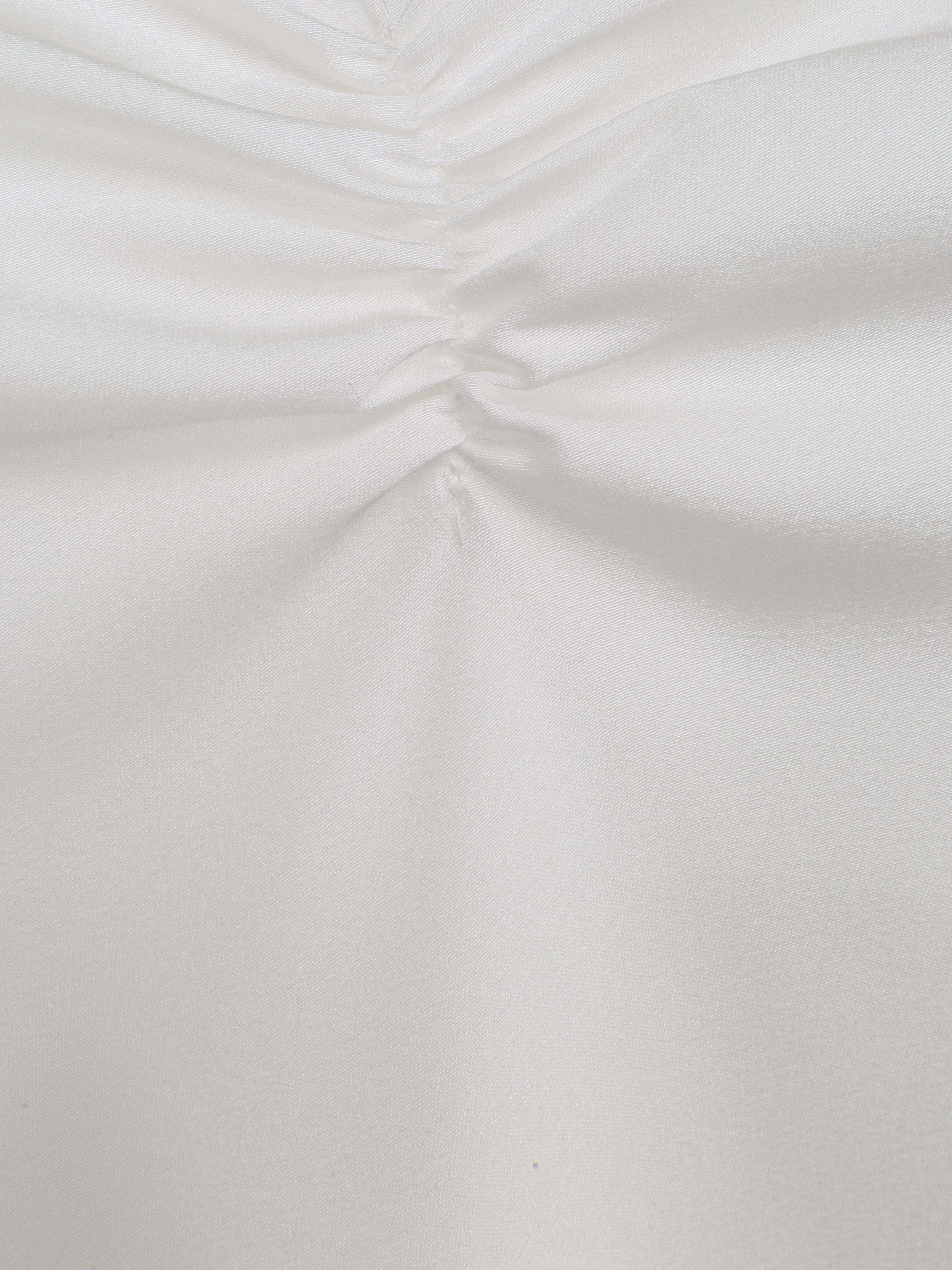 Caraco droit satiné à décolleté froncé - Blanc - 3