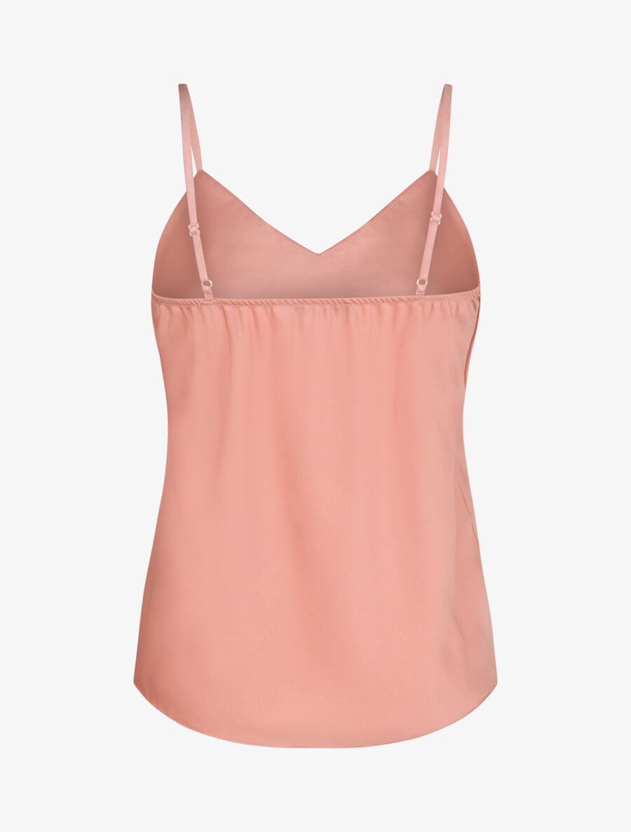 Caraco droit satiné à décolleté froncé - Rose - 2