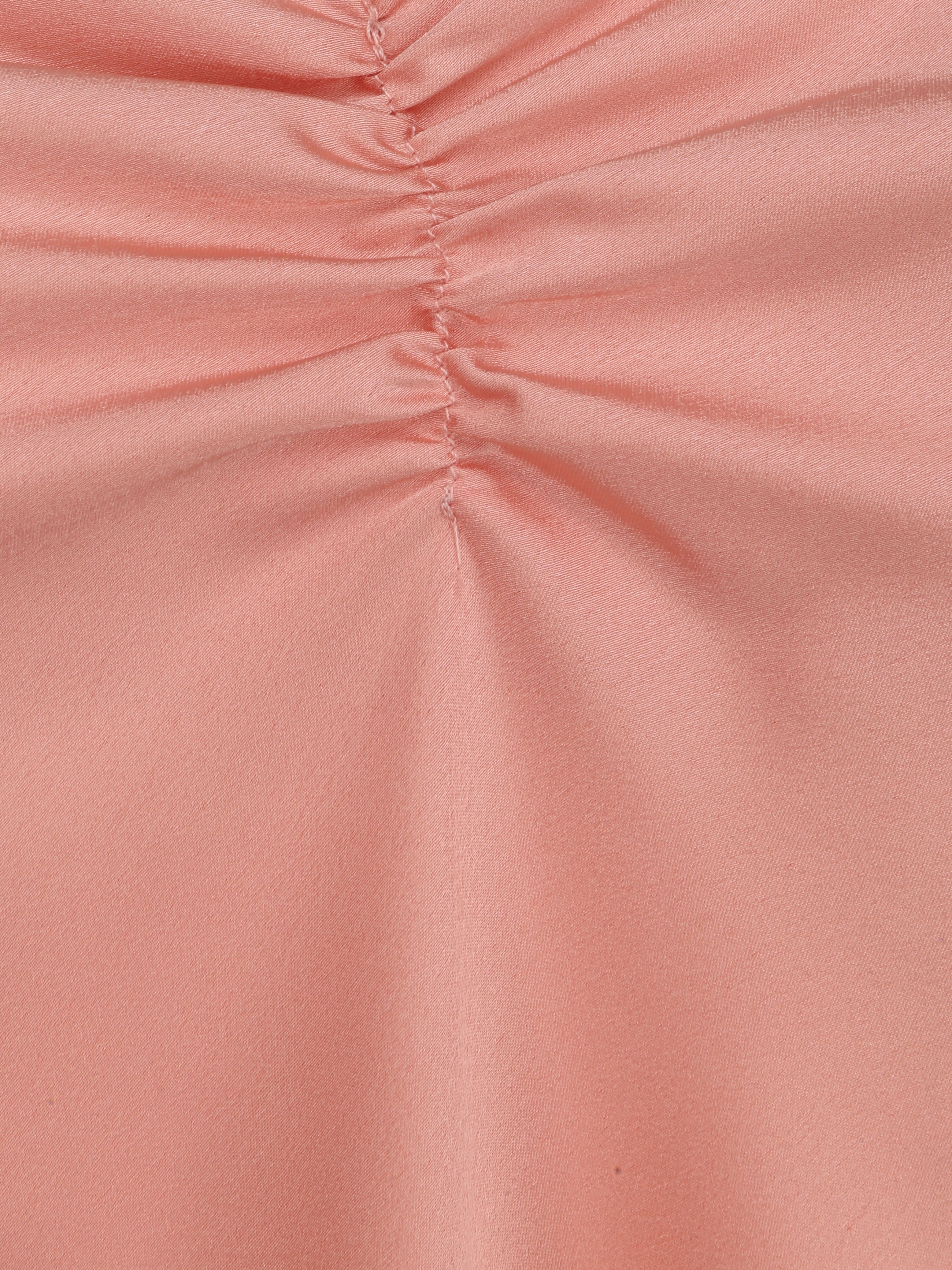 Caraco droit satiné à décolleté froncé - Rose - 3