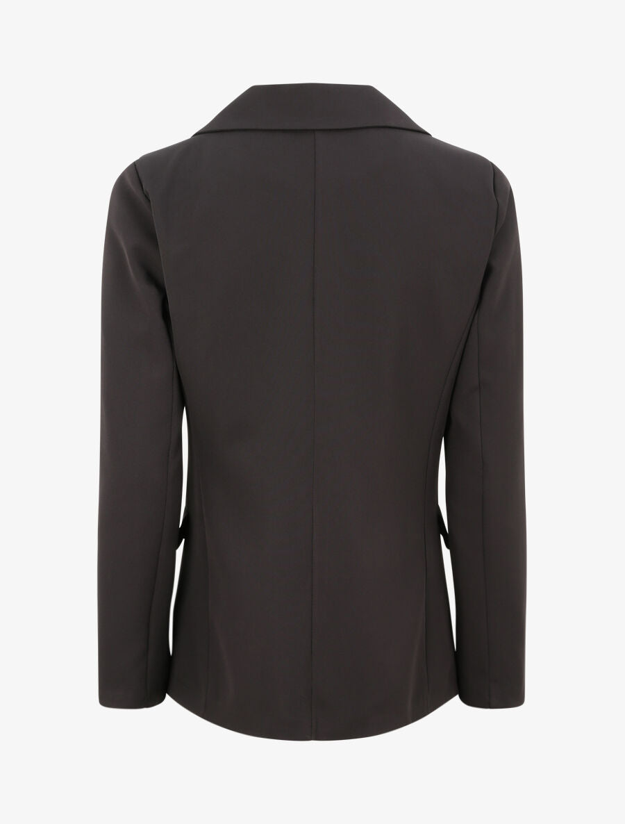 Blazer long croisé à boutons stylisés - Noir - 2