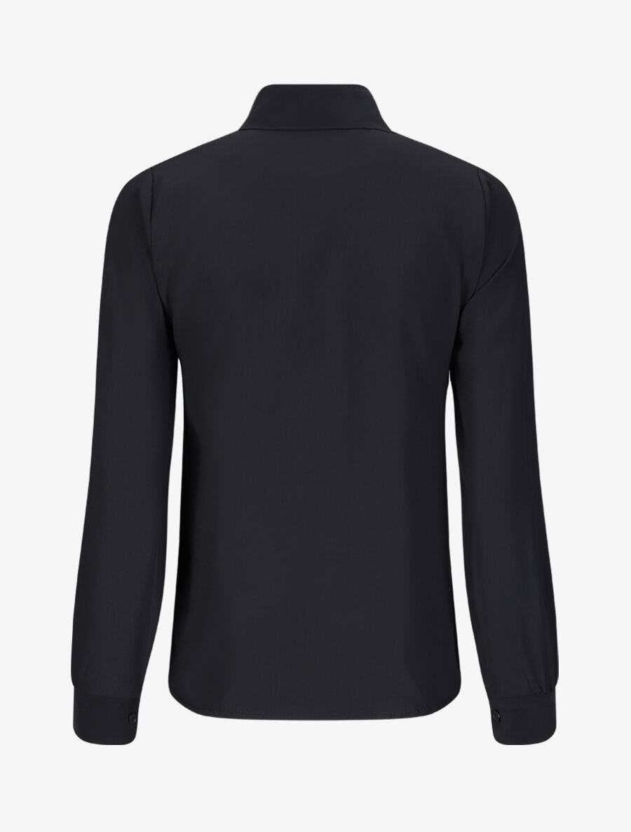 Chemise droite unie à col lavallière - Noir - 2