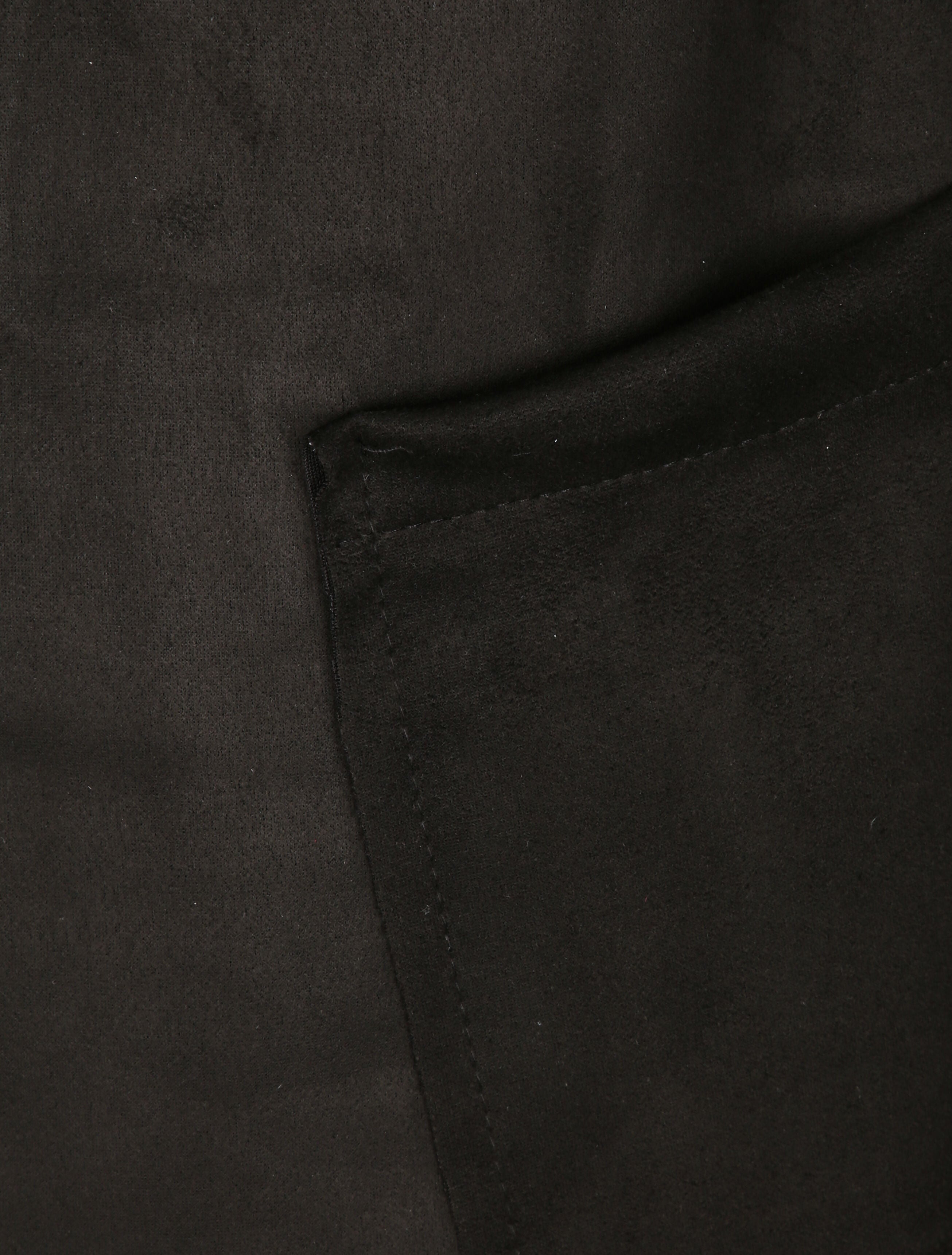 Veste droite mi-longue en suédine - Noir - 3