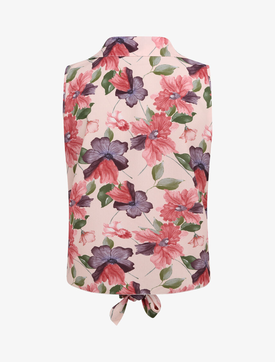 Chemise à nouer à imprimé orchidées - Rose pâle - 2