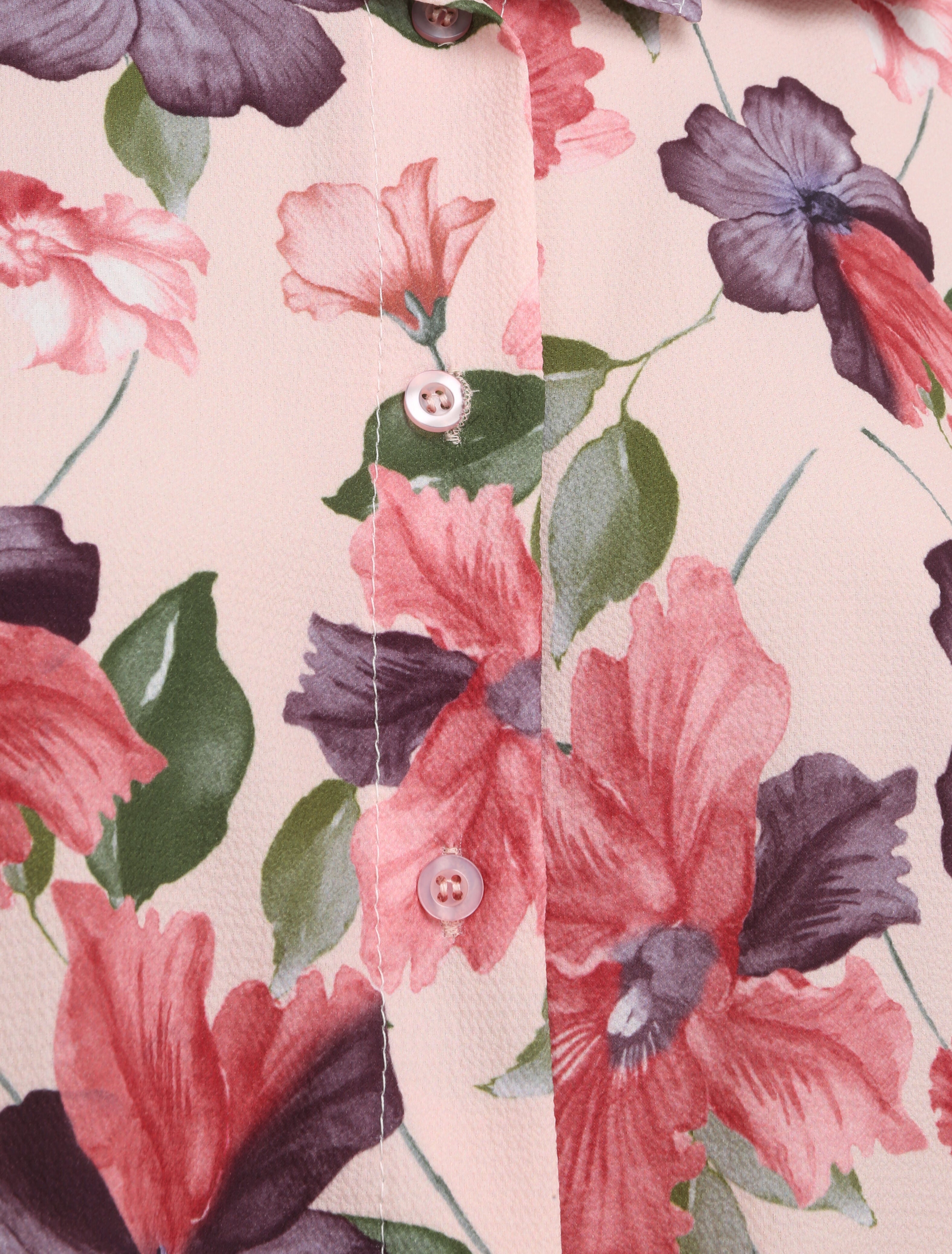 Chemise à nouer à imprimé orchidées - Rose pâle - 3