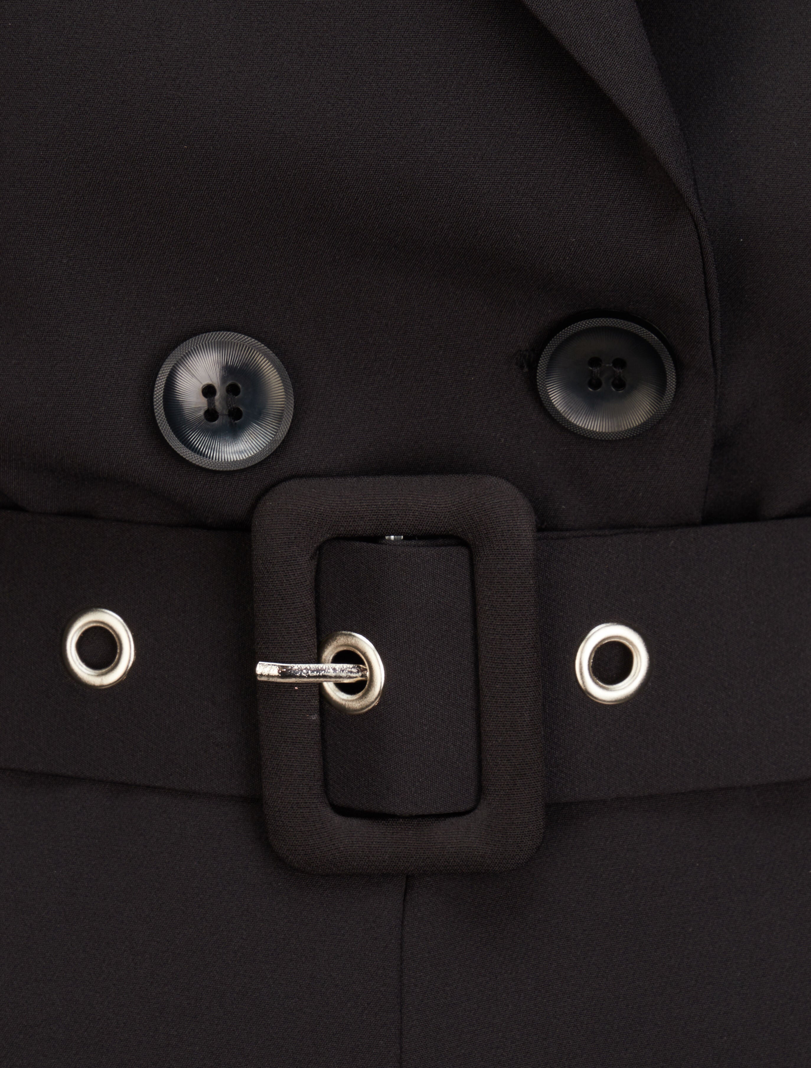 Combishort uni à bords à revers - Noir - 3