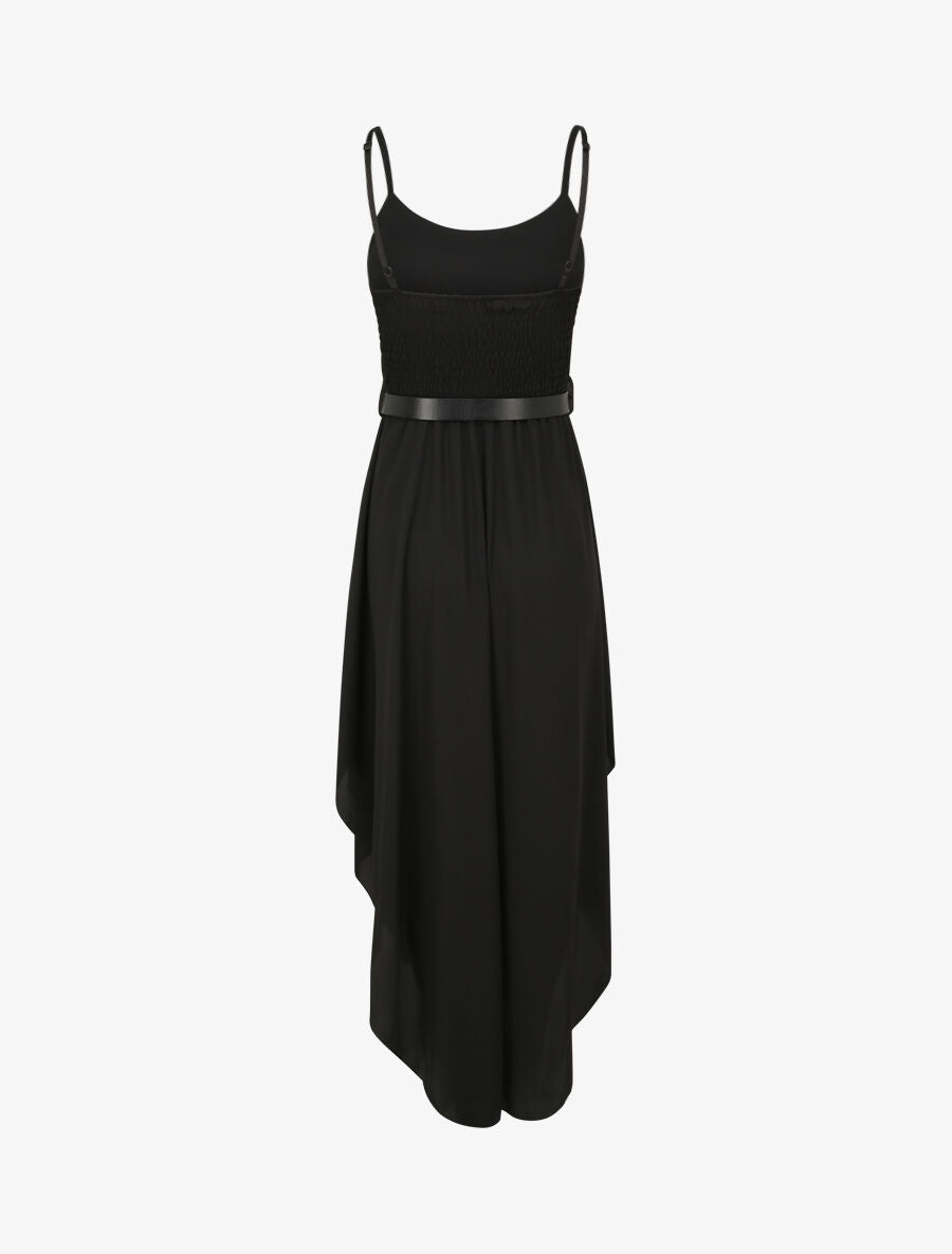 Robe longue asymétrique coupe patineuse - Noir - 2