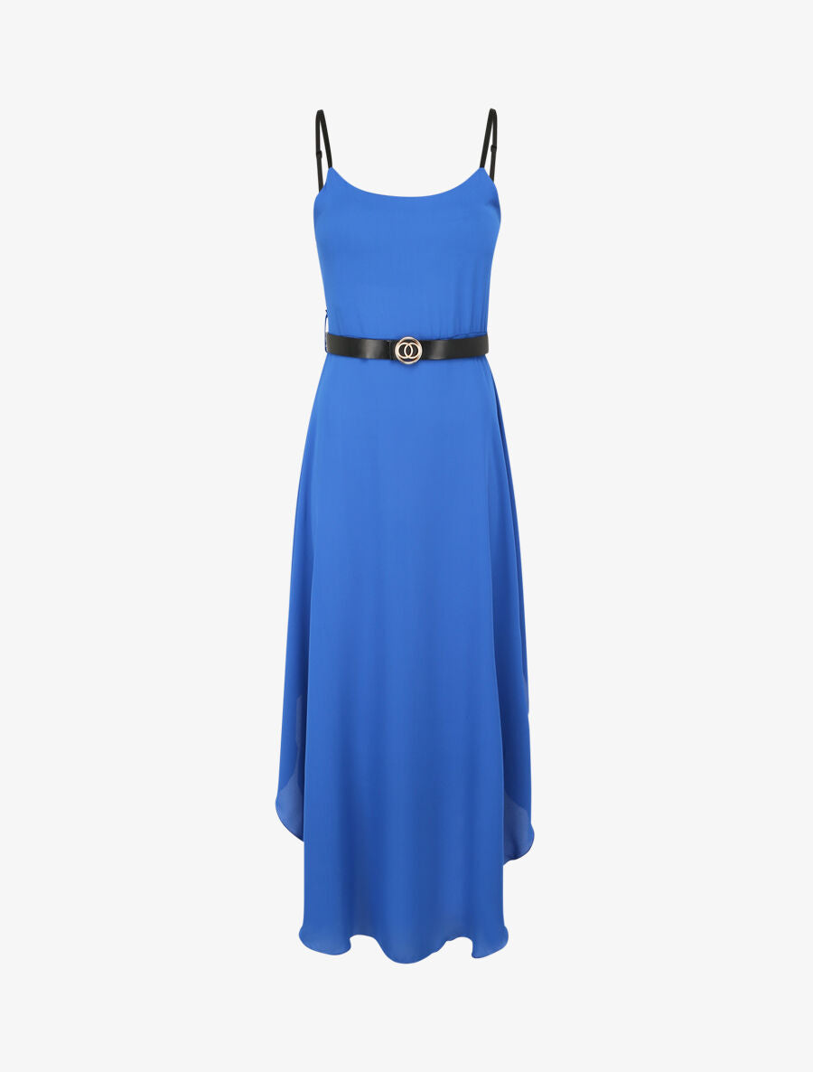 Robe longue asymétrique coupe patineuse - Bleu électrique - 4