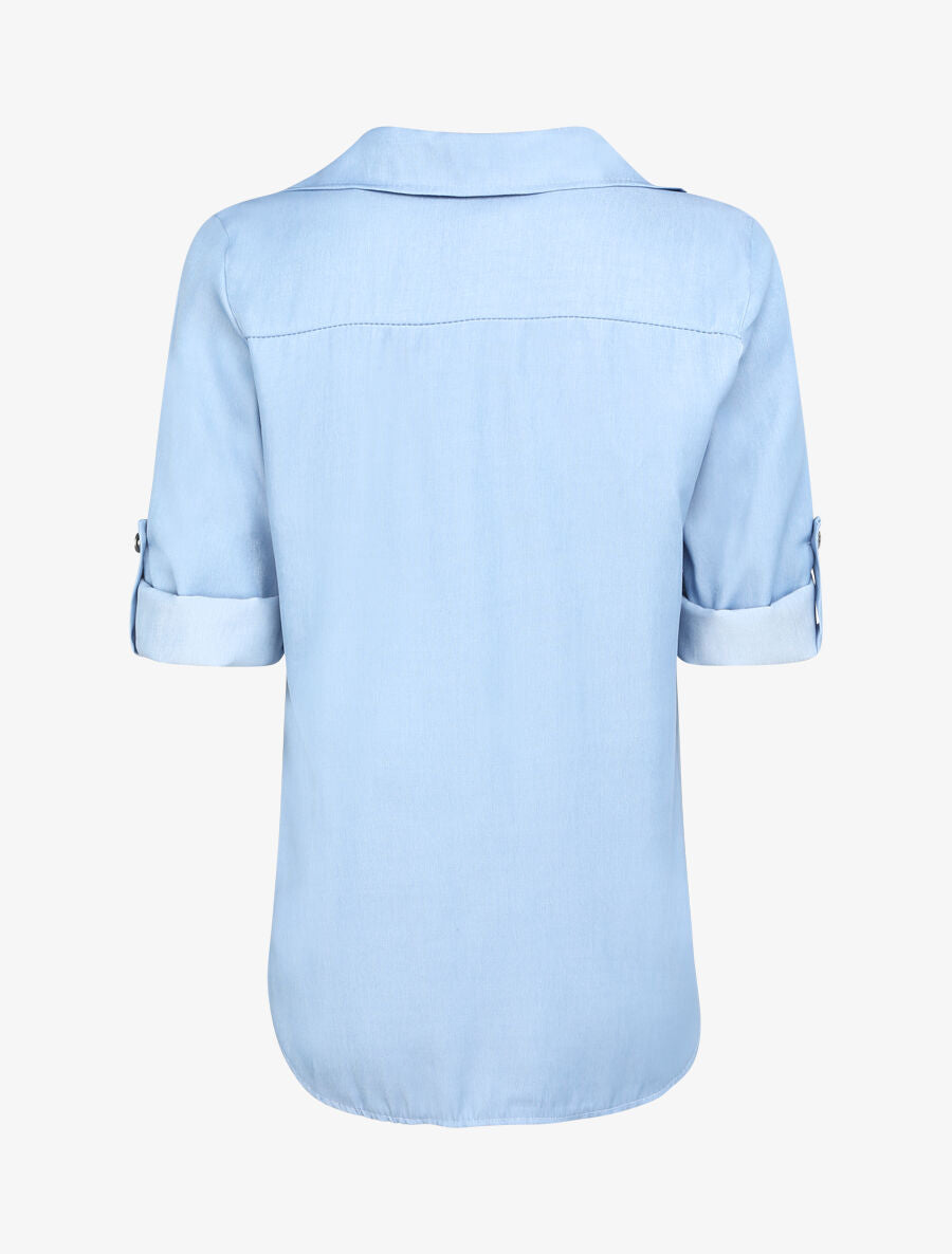 Chemise droite unie style jean - Denim clair - 2