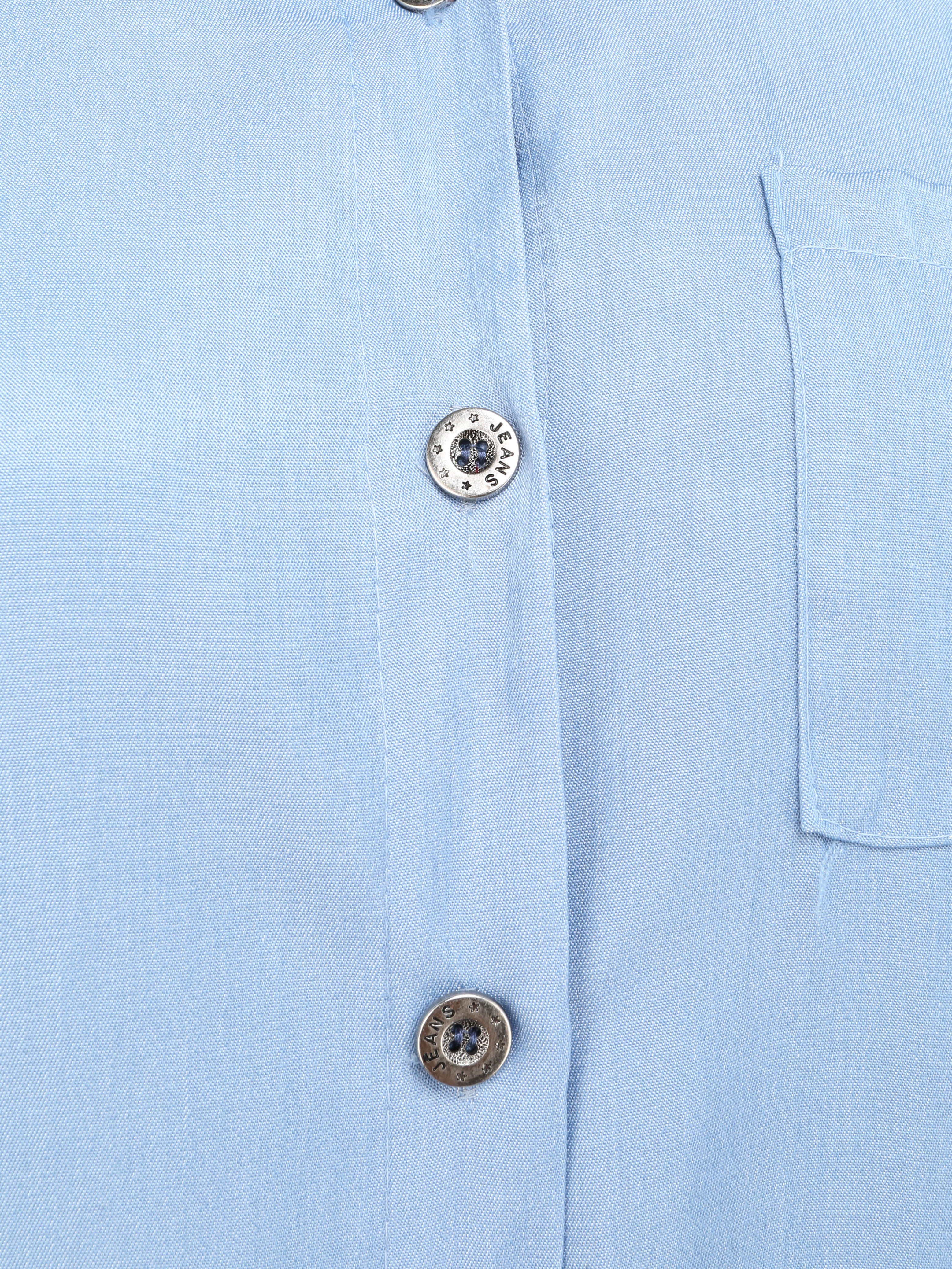 Chemise droite unie style jean - Denim clair - 3